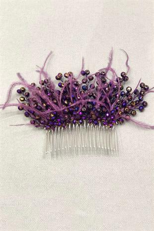 الجملة كريستال بيربل الريش مشط الشعر التبعي