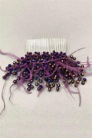 الجملة كريستال بيربل الريش مشط الشعر التبعي