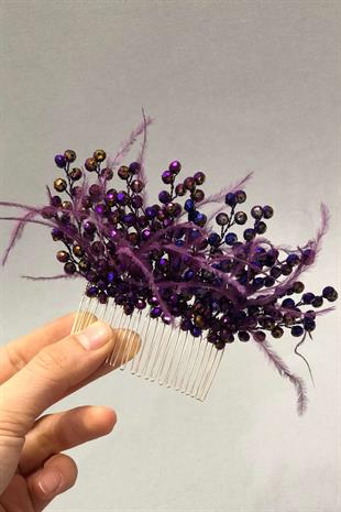 الجملة كريستال بيربل الريش مشط الشعر التبعي