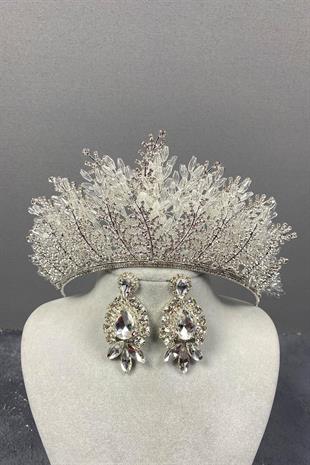 الجملة نيروبي تاج الزفاف مطرز ومجموعة القرط المكوك