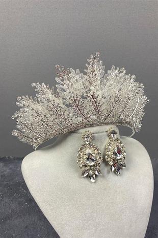 الجملة نيروبي تاج الزفاف مطرز ومجموعة القرط المكوك