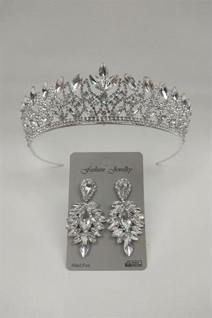 الجملة نيفا نموذج تاج الزفاف وإسقاط الأقراط الحجر