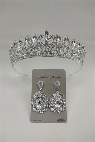 الجملة نيفا نموذج تاج الزفاف والأقراط حجر المكوك