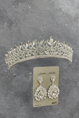 الجملة نيفا نموذج تاج الزفاف والأقراط حجر المكوك