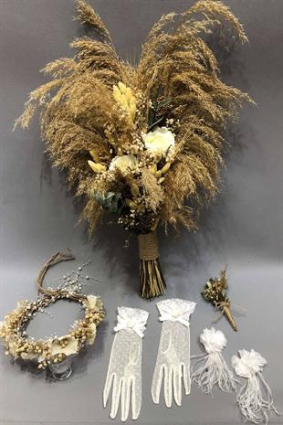 الجملة مجموعة باقة الزفاف عارضة مع بامباس