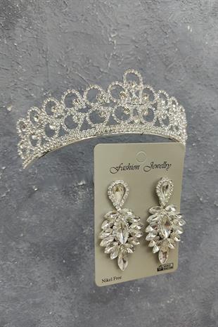 الجملة ديزي تاج الزفاف منقوشة وإسقاط الأقراط الحجر