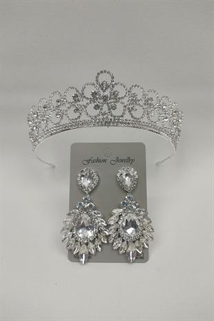 الجملة ديزي تاج الزفاف منقوشة وإسقاط الأقراط حجر المكوك