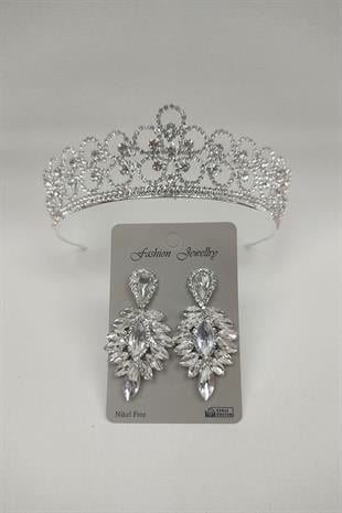 الجملة ديزي تاج الزفاف منقوشة وإسقاط الأقراط الحجر