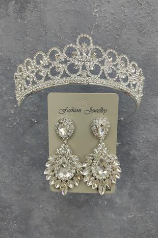 الجملة ديزي تاج الزفاف منقوشة وإسقاط الأقراط حجر المكوك