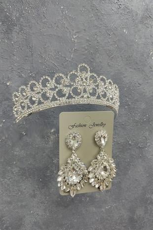 الجملة ديزي تاج الزفاف منقوشة وإسقاط الأقراط حجر المكوك