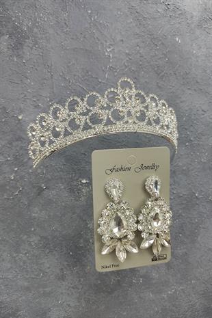 الجملة ديزي تاج الزفاف منقوشة وأقراط حجر قطرة المكوك