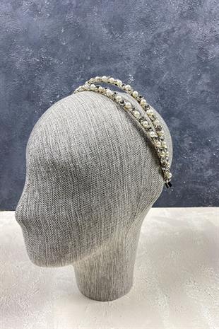 الجملة حجر لامع بيرلد صف مزدوج الشعر التبعي تاج الزفاف