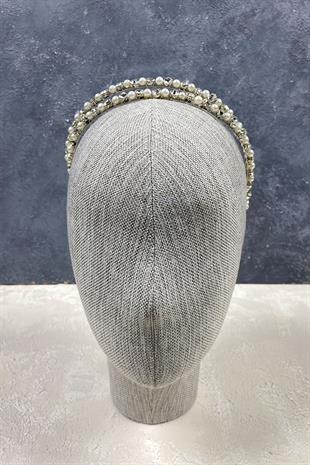 الجملة حجر لامع بيرلد صف مزدوج الشعر التبعي تاج الزفاف