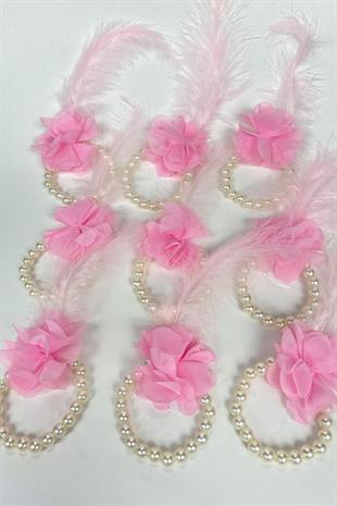 الجملة الوردي ريشة اللؤلؤ سوار العروسة 10 قطعة