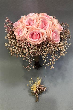 الجملة الوردي المخملية وباقة الزفاف Chipsolu