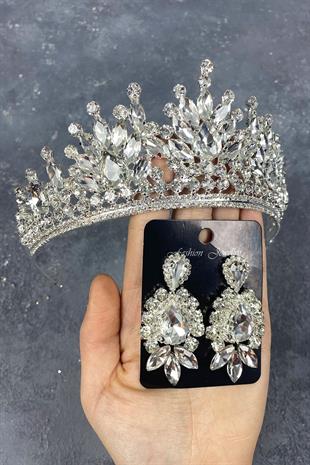 الجملة تاج الزفاف بيرا والأقراط حجر المكوك