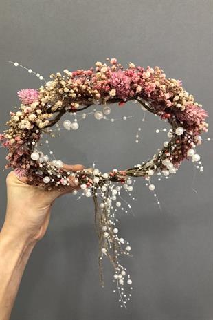 الجملة مسحوق زهرة المجففة تاج مع اللؤلؤ