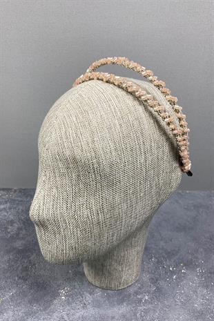 Wholesale Powder Design Beaded Handmade Dahlia Double Row Bridal Crown