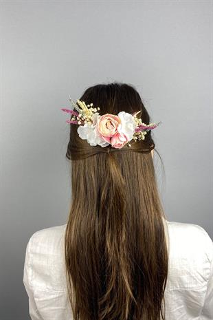 الجملة الملونة الجافة وزهرة اصطناعية مقطع الشعر مشط