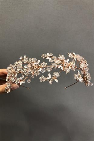 تاج الزفاف الفضي بالجملة مع زهور فرع الورد