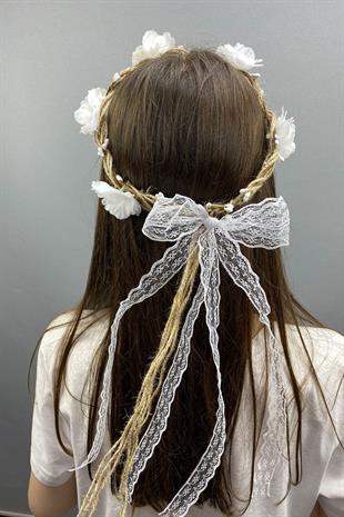 الجملة زهرة التصميم البسيط والدانتيل في الهواء الطلق الزفاف تاج الشعر التبعي