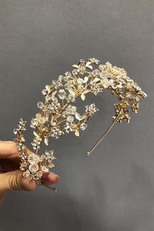 الجملة تاج الزفاف الفضة مع فرع الزهور الصفراء