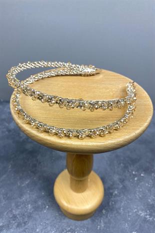 الجملة تصميم أصفر مطرز اليدوية الداليا صف مزدوج تاج الزفاف