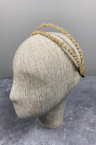 الجملة تصميم أصفر مطرز اليدوية الداليا صف مزدوج تاج الزفاف