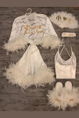 الجملة الساتان المطرزة شخصية العروس ريشة خلع الملابس مجموعة