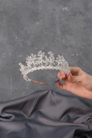 الجملة الكريستال الشفاف مطرز أرين تاج الحناء الزفاف