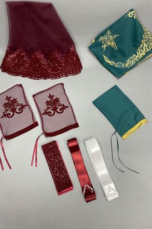 الجملة فضي الزفاف الحجاب و المطرزة العريس الحجاب مجوهرات الشريط مجموعة