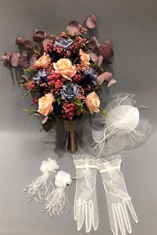 باقة الزفاف الملونة بالجملة مع الزهور المجففة والزهور الاصطناعية