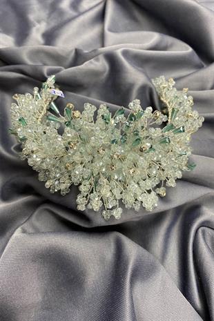 Wholesale Water Green Rastaban Crystal Stone Henna and Bridal Crown