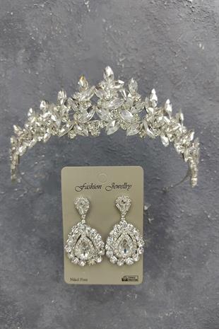 الجملة سوبرا نموذج تاج الزفاف والأقراط حجر المكوك