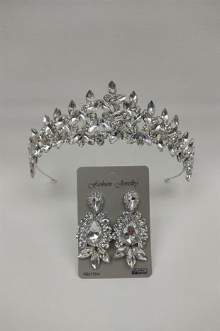 الجملة سوبرا نموذج تاج الزفاف والأقراط حجر قطرة المكوك