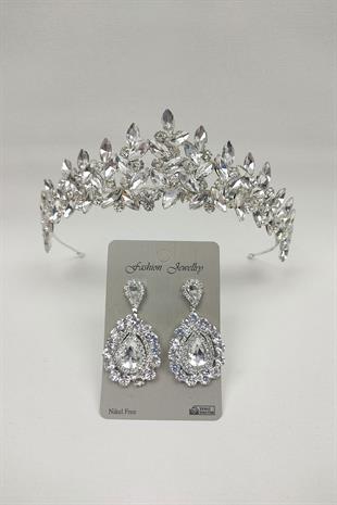 الجملة سوبرا نموذج تاج الزفاف والأقراط حجر المكوك