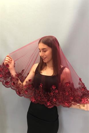 الجملة سلطان منقوشة الحجاب الزفاف الوجه