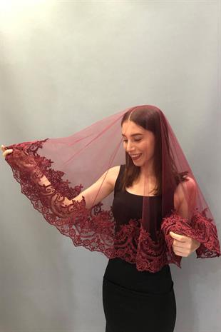 الجملة سلطان منقوشة الحجاب الزفاف الوجه