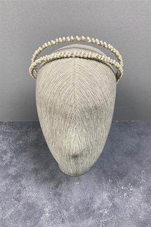 تصميم الجملة اليدوية الداليا تاج الزفاف صف مزدوج مع اللؤلؤ