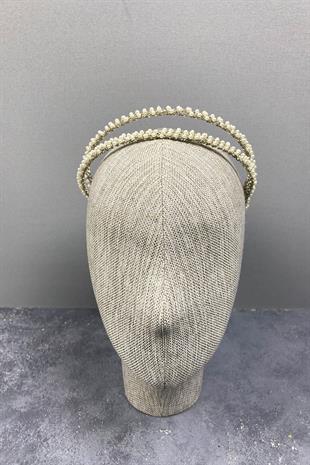 تصميم الجملة اليدوية الداليا تاج الزفاف صف مزدوج مع اللؤلؤ