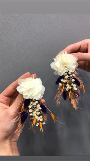 الجملة لون القهوة البرتقالية المجففة مجموعة باقة الزفاف