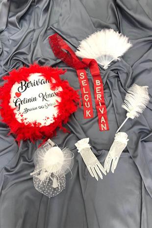 الجملة فروي ديف ، قلم رصاص ، قبعة الزفاف ، اسمه حزام ، مروحة ، مجموعة القفازات