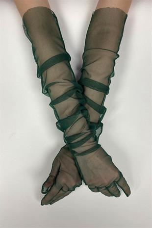 Uzun Şık Gelin Eldiveni Tül Eldiven Nikah/Düğün/Parti Eldiveni