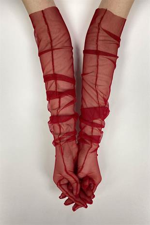 Uzun Şık Gelin Eldiveni Tül Eldiven Nikah/Düğün/Parti Eldiveni