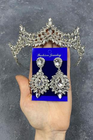 الجملة تاج الزفاف حجر البندقية ومجموعة القرط قطرة