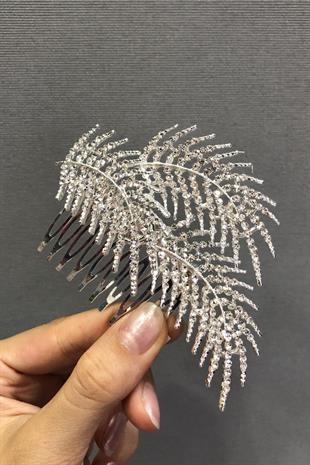 الجملة ورقة منقوشة مقطع الشعر مشط الفضة