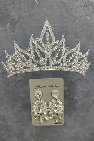 الجملة ورقة تاج الزفاف النموذجي والأقراط حجر قطرة المكوك