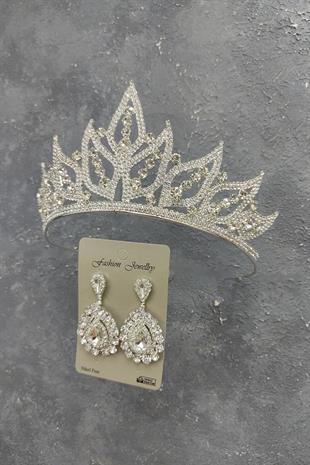 الجملة ورقة تاج الزفاف نموذج وأقراط الحجر المكوك