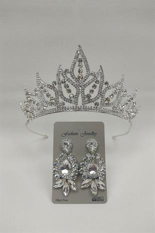 الجملة ورقة تاج الزفاف النموذجي والأقراط حجر قطرة المكوك