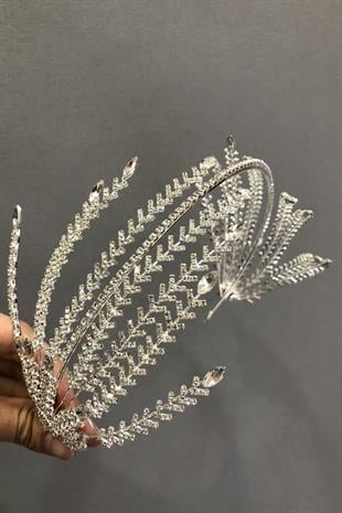 الجملة الورقية تاج الزفاف الفضة الحجر الأبيض